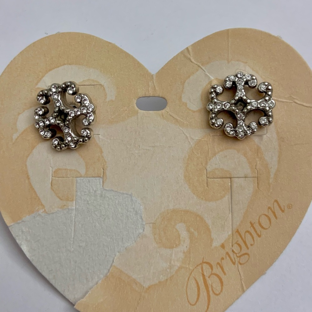 BRIGHTON BRAZOS CROSS Silver MINI Post Drop EARRINGS A Nwtag